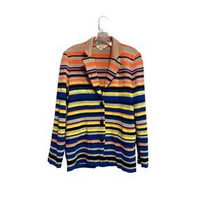 Exclusively Misook Brightly Colored Striped Stretch Knit Blazer Jacket Size Sm